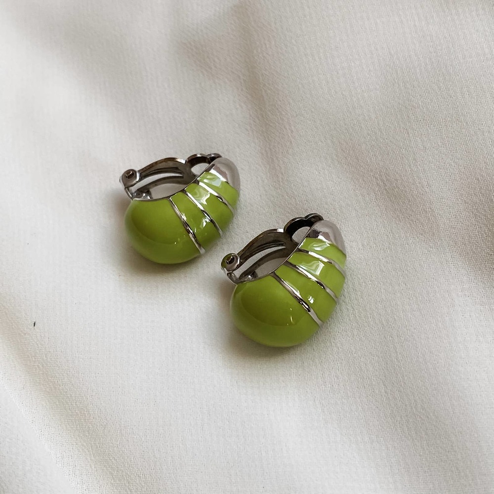 VTG Lime Green Chunky Bulb Hoop Earrings